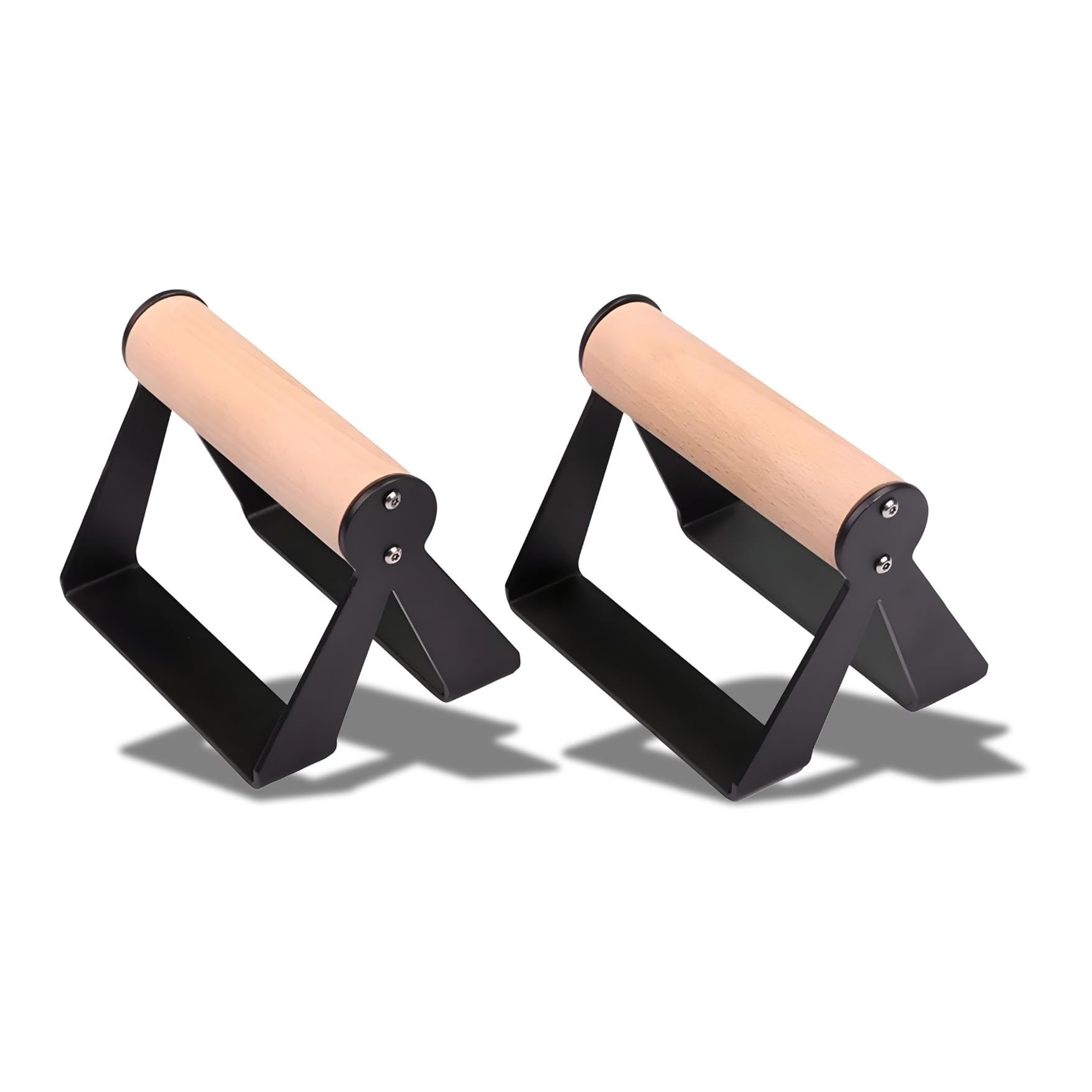 Heavy-Duty Wooden Parallettes Bars, 15 cm Training Bars with Iron Frame, Portable Calisthenics Push-Up Stands for Home Workout