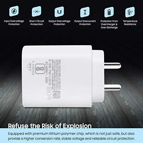 Image of 25W Original S21 FE 5G Charger Adapter Compatible with Samsung Galaxy S21fe Cellular Phone USB-C Super Fast Travel Charging Adaptive Quick Speed Adaptor 25-Watt Support for Galaxy Mobile 25 Watt