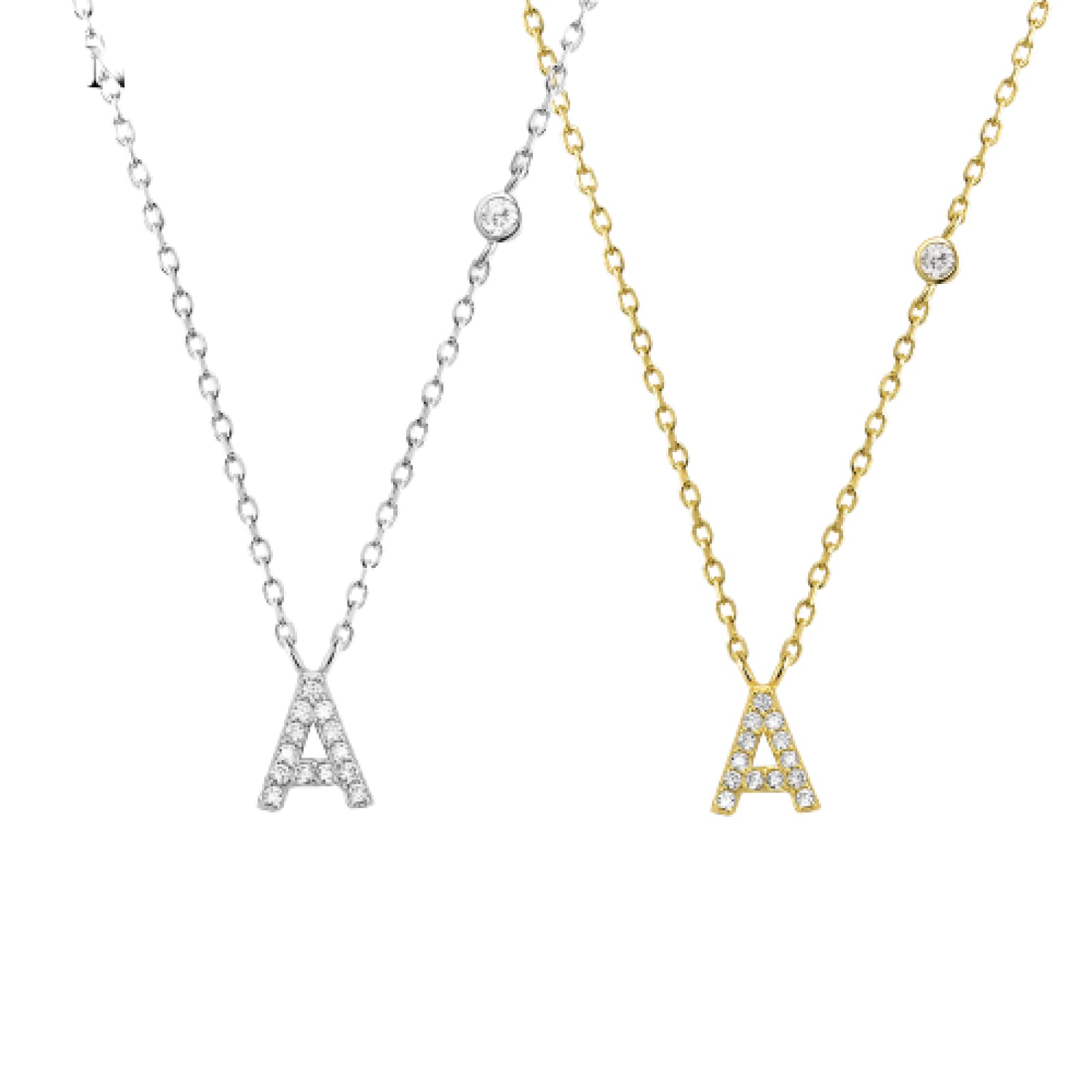 Halskette 925 Silber Gold 26 Buchstaben Zirkon Anhänger Monogramm Halskette Initiale Alphabet Schmuck Abend Party (21 a)