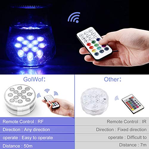 GolWof Unterwasser Licht 13 LED Multi Farbwechsel Wasserdichte LED Leuchten mit fernbedienung Dekoration… – Bild 5