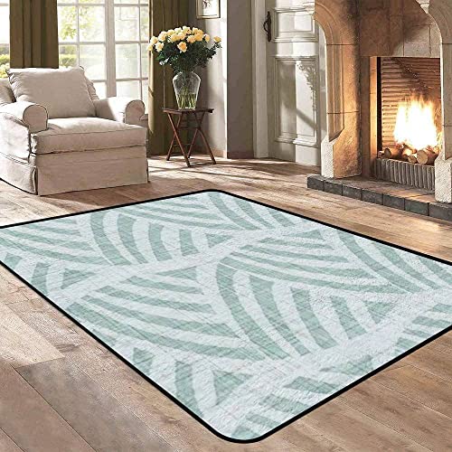 Low Pile Rug Aegean Teal Mottle Patterned Linen Texture Summer Coastal Living Style Non-Slip Soft Area Carpet Doormats Runner Rugs Mat Indoor Outdoor Home Decor for Living Room Bedroom Kids Room - Image 3