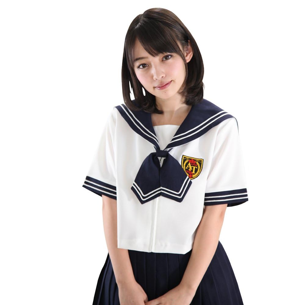 Amazon.co.jp: A&TCollection 時代付属高校制服2 半袖 セーラー 紺 白 