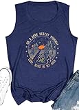 Boho Tank Tops for Women Novelty on a Dark Desert Highway Cool Wind in My Hear Letter Print Funny Saying T Shirts Summer Basic Sleeveless Band Tees(Dark Blue M)