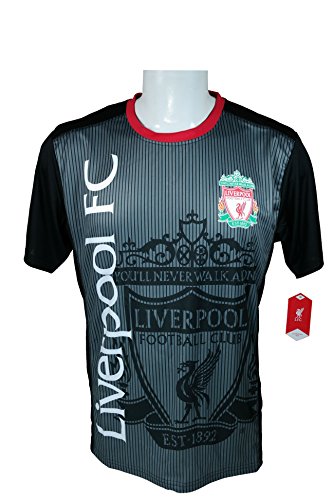 Liverpool F.C. Soccer Official Adult Soccer Training Performance Poly Jersey -J002 Medium Black