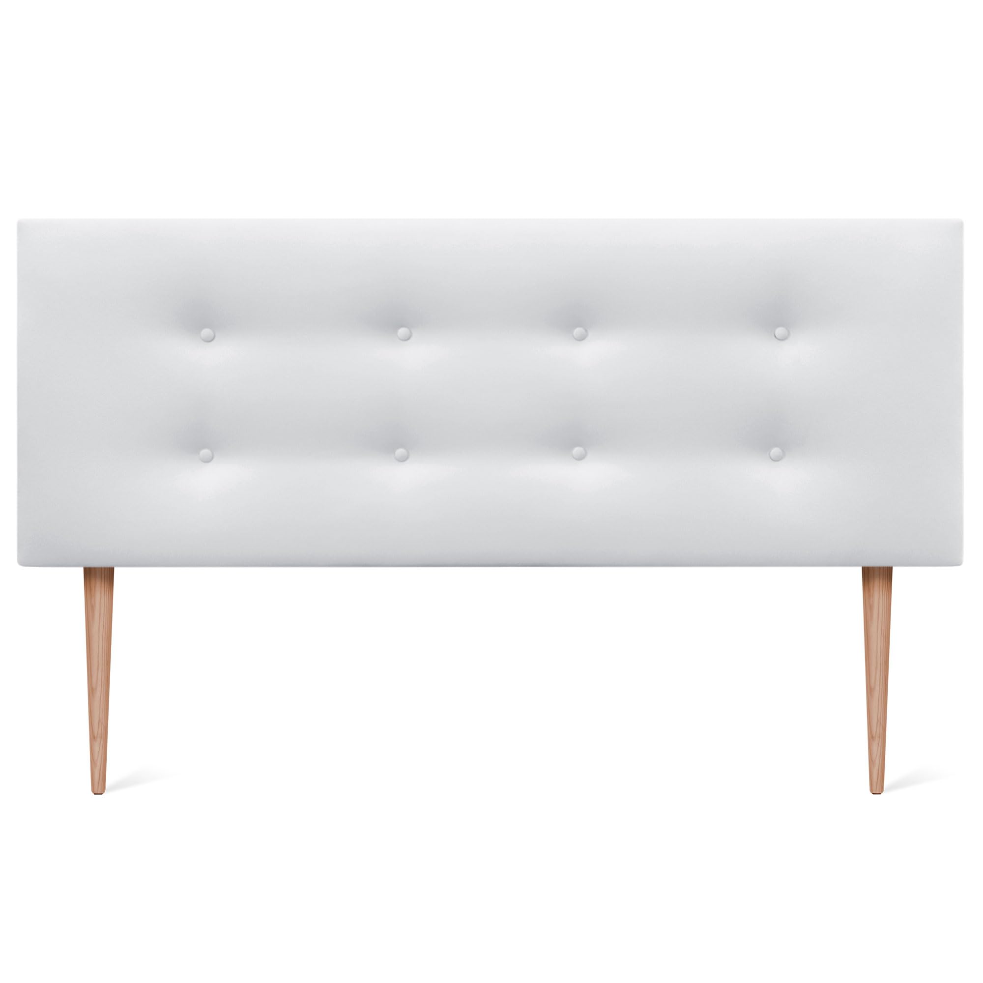 DHOME Cabecero de Polipiel o Tela AQUALINE Pro con 2 hileras de Botones y Patas Cabezal tapizado Cama Lujo (135x105cm con Patas (Camas 120/135/140), Polipiel A.Blanco)