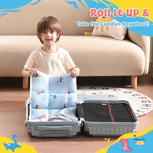 anfie Weighted Lap Pad 2 Pounds, Weighted Blanket Kids(20"*30") Cooling Blanket for Sleeping,Weighted Throw Blanket for Travel Indoor Outdoor (Light Blue Dinosaur)