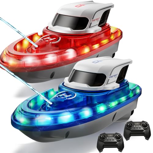 Syma 2 Pack Remote Control Boats for Kids RC Racing Boats with LED Lights & Water Spray 40 Minutes Total Playtime20 Mins Per Boat Pool & Lake Toy Gifts for Boys Girls Aged 812
