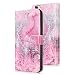 Produktbild KunyFond Hülle für iPhone SE/5S/5,iPhone SE/5S Schutzhülle Brieftasche im BookStyle,Kreative Retro Schön PU Leder Hülle Tasche für iPhone SE/5S Malerei Marmor Muster Flip Handytasche Kunstleder Lederhülle Folio PU Leather Wallet Case Klapp Cover Schutz Etui Schale Schutzhülle Bumper Dünn TPU Back Rückseite Tasche Ständer Etui mit Standfunktion Karteneinschub und Magnetverschluß Anti-Scratch Shell Etui Pouch Flip Case Cover für Apple iPhone SE/5S/5 (Rosa Meerwasser)