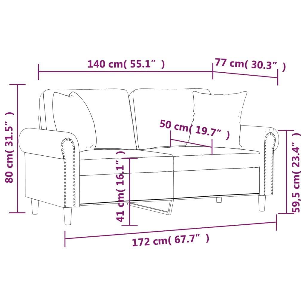 sofás de Dos plazas,Sofa 120 cm,Sofa Cama Dos plazas,Sofá de 2 plazas con Cojines Terciopelo Negro 140 cmAdecuado para salón, Dormitorio