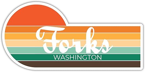 Tenedores Washington - Calcomanía retro vintage de 2 x 1.25 pulgadas, diseño estético de la ciudad de los años 70