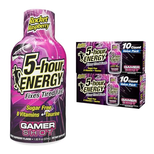 5-hour ENERGY Extra Strength Gamer Shots, Rocket Raspberry Flavor, 1.93 fl oz, 20 Pack