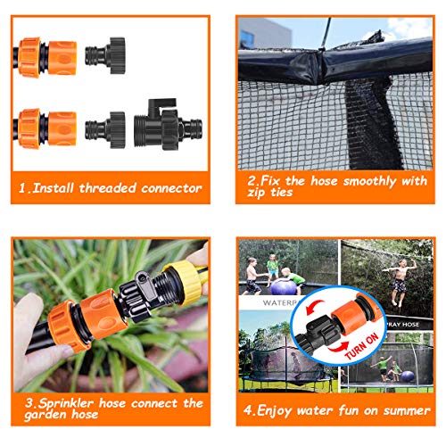 Trampoline Sprinkler 39FT Water Trampoline Accessories for Kids Outdoor Fun Summer Activities Backyard Yard Water Games Stuff for Boy Girl Outside Water Park Toys Cool Things with 100 Water Balloons - Thumbnail 7