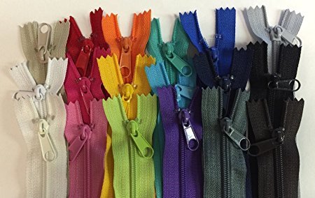 Shop On Centerhill's Lot Of 18 Long Pull Handbag Zippers 14" Bright Assorted Colors #4 (5.1Mm) Nylon Closed End #TOP27