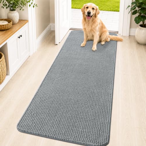 Image of OLANLY Dog Door Mat for Muddy Paws 70x24, Absorbent Chenille Mud Doormat