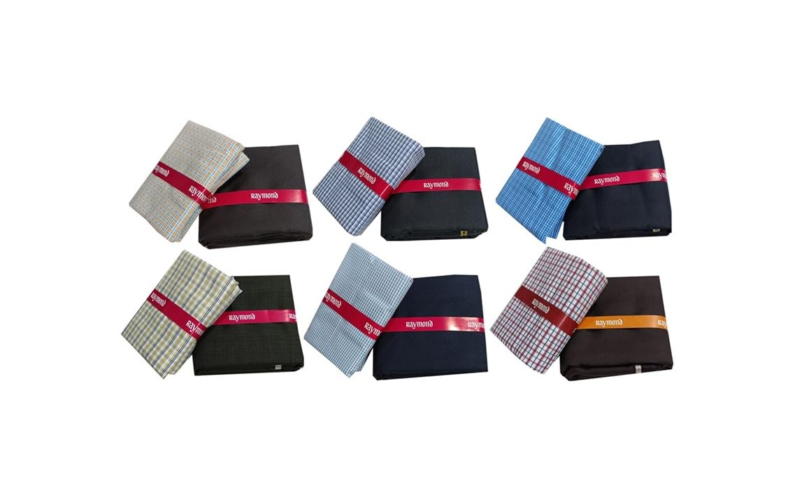 raymond fabrics Raymond Men’s Shirt & Pant Fabric Combo | Poly Cotton | Checks Shirt with Solid Trouser Fabric | Office & Formal Wear | Gift Pack-picture-40