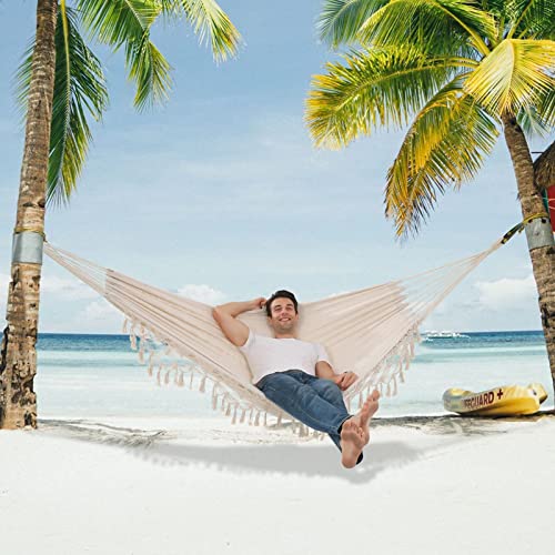 SXSEAGLE Hammock Hanging Swing Double Max 500lbs Macrame for Indoor Outdoor Patio Yard Garden (Beige) by SXSEAGLE - Image 3