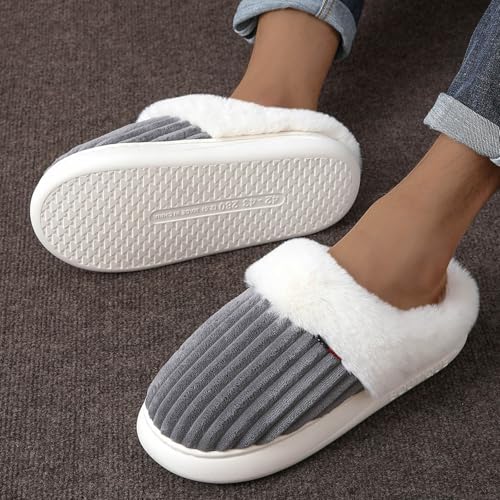 Cute Slippers for Women, Warm Memory Foam Fluffy Fuzzy House Slippers Anti-Slip Winter Indoor and Outdoor Home Shoes3