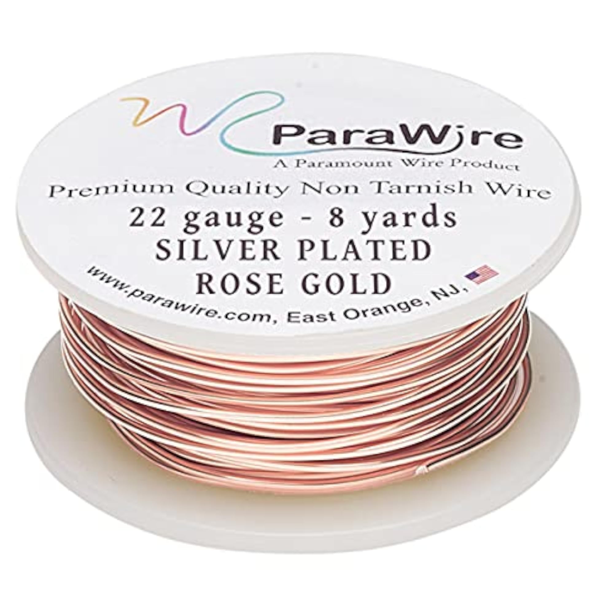 Rose Gold-Finished Silver-Plated Copper Craft Wire, 22-Gauge