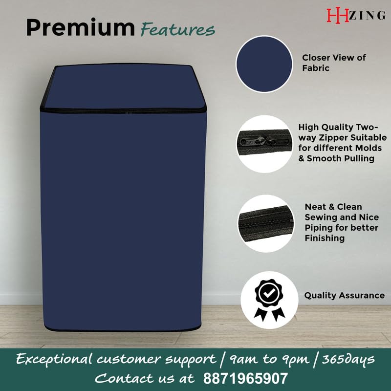 Image of Waterproof Washing Machine Cover Fully Automatic Sutaible for Samsung Model 8.0 kg Ecobubble Top Load, WA80BG4441BG (54 x 56 x 98 cms) Solid Blue Print