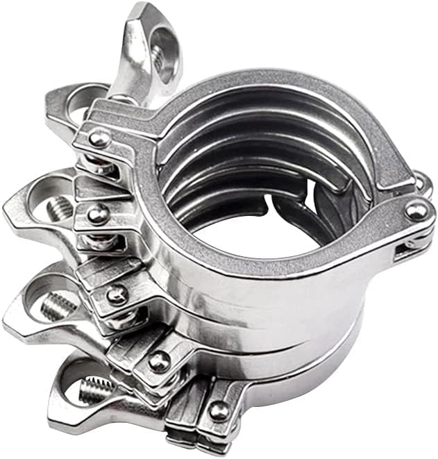 Beduan 2" Sanitary Tri Clamp 304 Stainless Steel Single Pin Heavy Duty Tri Clamp Clover with Wing Nut for Ferrule TC 2" (10 Pack, 2 Inch)