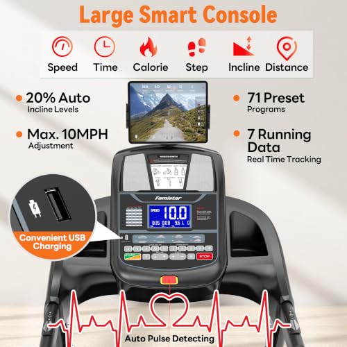 Image of Folding Incline Treadmill for Home, 330 /400 lb Capacity, 9 /10 MPH | 15% /20% Auto Incline, 16.9 inch /18.5 inch Wide Belt, Bluetooth Speakers, APP Connectivity, LED Touchscreen, Brushless Fan
