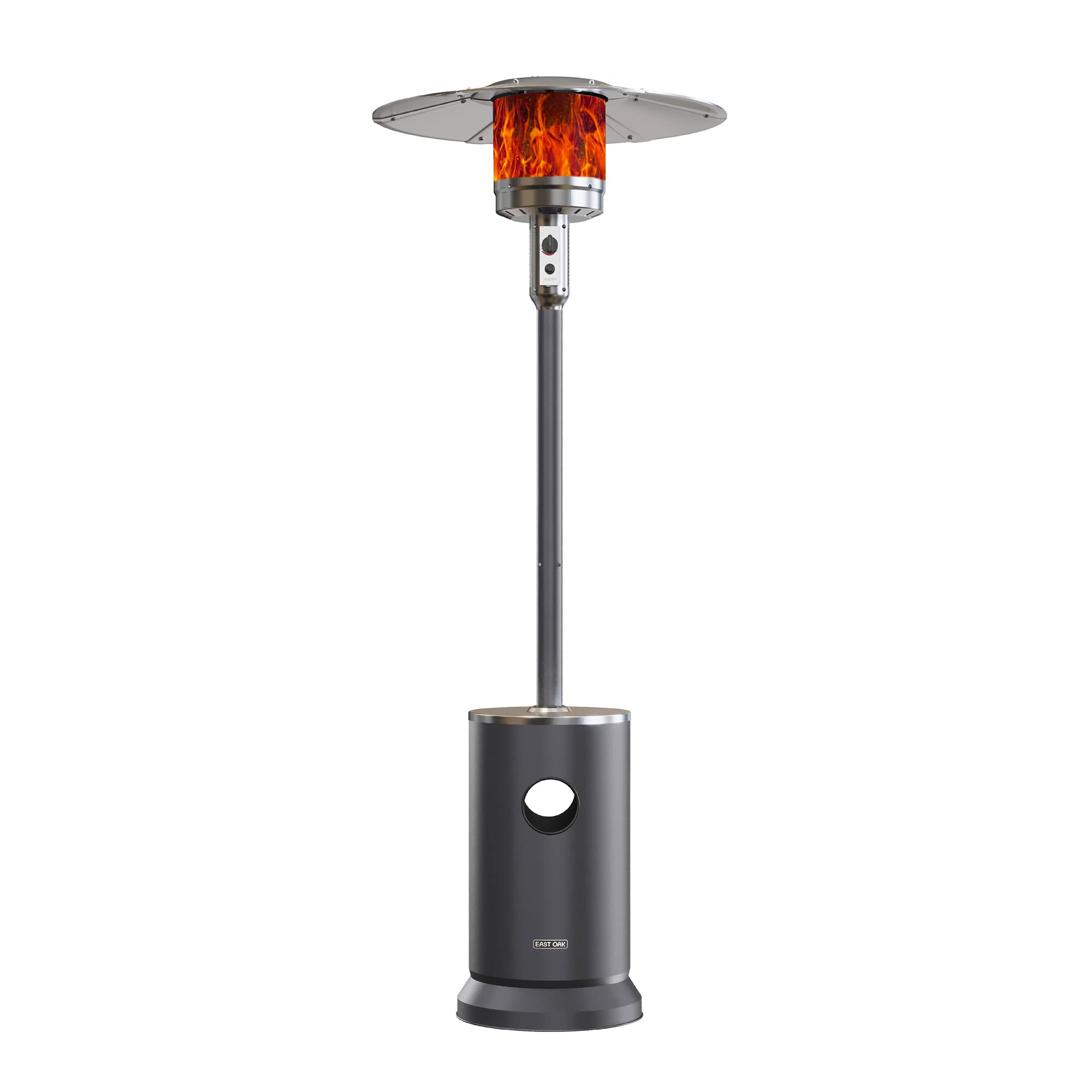 EAST OAK 50,000 BTU Patio Heater with Round Table Design, Double-Layer Stainless Steel Burner, Triple Protection System, Wheels, Outdoor Patio Heater for Commercial and Home, Black