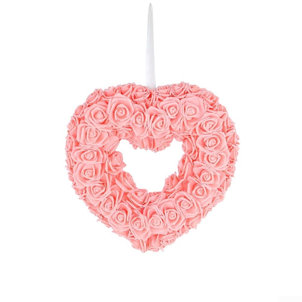 Couronne en forme de cœur pour porte d'entrée Décoration de Saint-Valentin 36 cm Rouge/orange/rose