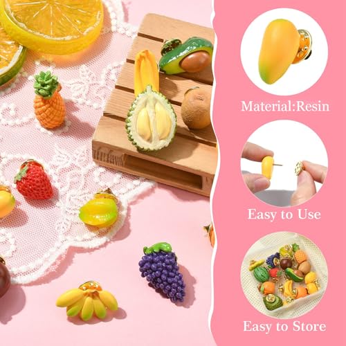 Image of Ipotkitt Bee Rectangle Biology Theme Fruit Vegetable Snake Ice Cream Brooches Insect Dessert Strawberry Lapel Pins for DIY Jewelry Craft Clothes Decor