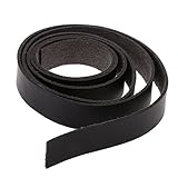 2 Meter Lang DIY Lederband Lederriemen Flach 15mm Breit Kaffee/schwarz - Schwarz, 2 Meter