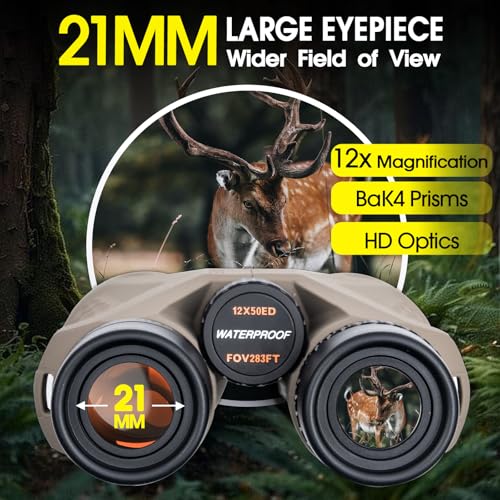 Binoculares 12x50 alta potencia para adultos resistentes miniatura 3