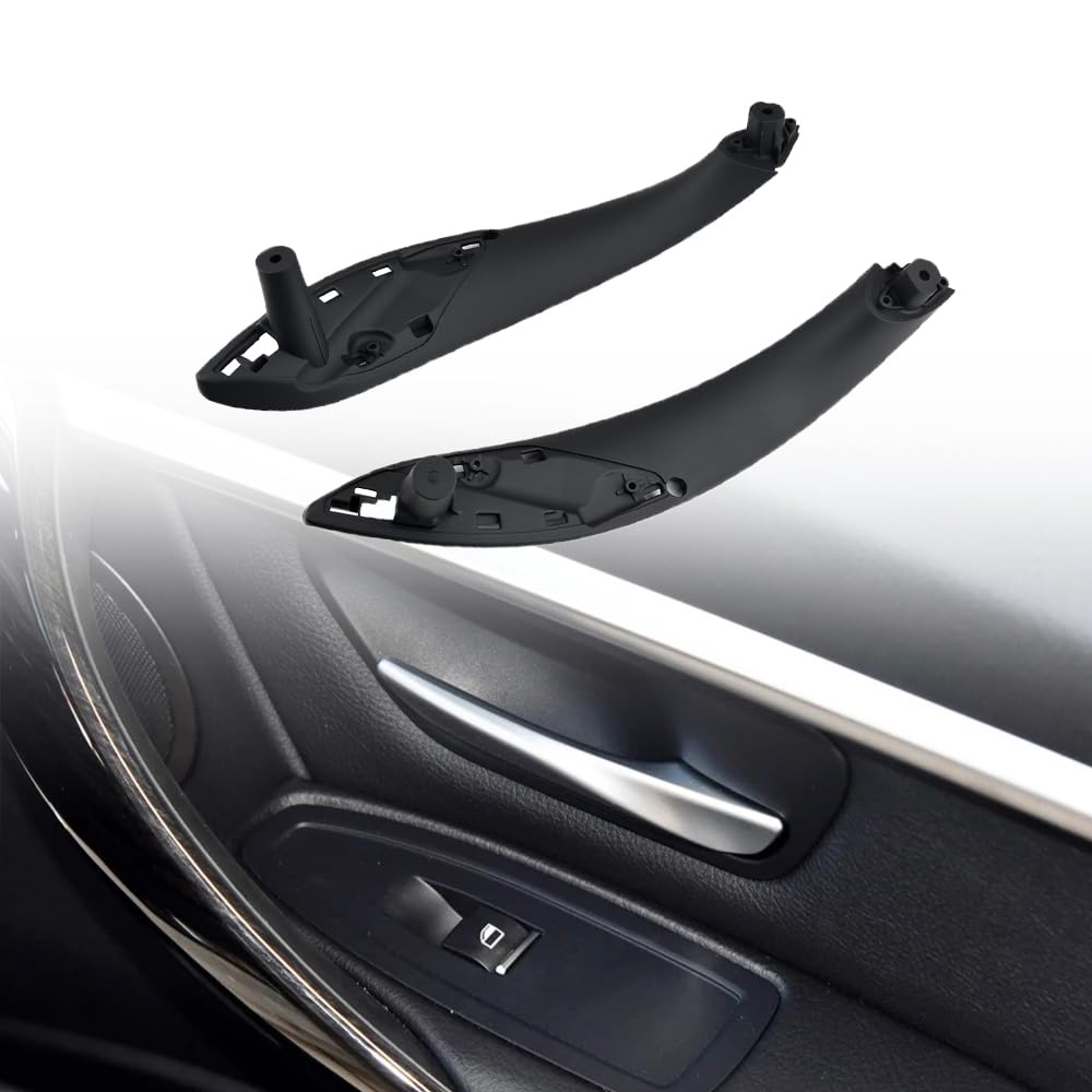 2 poignées de porte intérieure ABS gauche et droite, panneau d'accoudoir, compatible avec B-MW 3 Series F30 316d 318d 320d F31 320i 325d 328dx-Avant-Noir