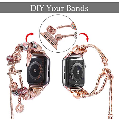 Konafei Compatible With Apple Watch Bands 45Mm 44Mm 42Mm 41Mm 40Mm 38Mm 49Mm, Diy Jewelry Iwatch Series 8/7/Se/6/5/4/3/2/1/Ultra Bracelet Strap With Extra Bling Rhinestone Sparkling Beads For Women #TOP1