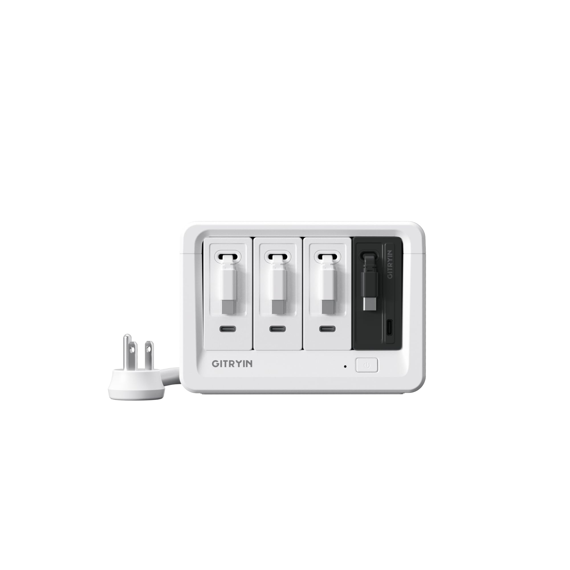 Gitryin 1 65W, 3 40W Type-C Retractable Wall Chargers and 1 Power Strip, 12-in-1 Desktop Charging Station