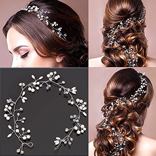 30 Stk Kristallblume Haarnadel und 1 Perlkristall Stirnband Brautblumenkristall Strass U-förmige Haarnadeln Hochzeit Haarschmuck Pearl Flower Haarnadeln Zubehör Alltagskleidung Frauen Mädchen