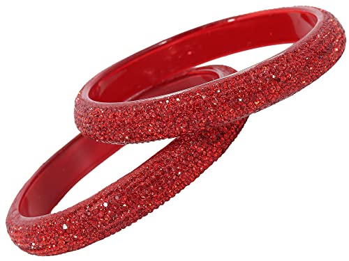 Image of NMII Glass with Zircon Gemstone and Glitter Kada Set For Women and Girls
