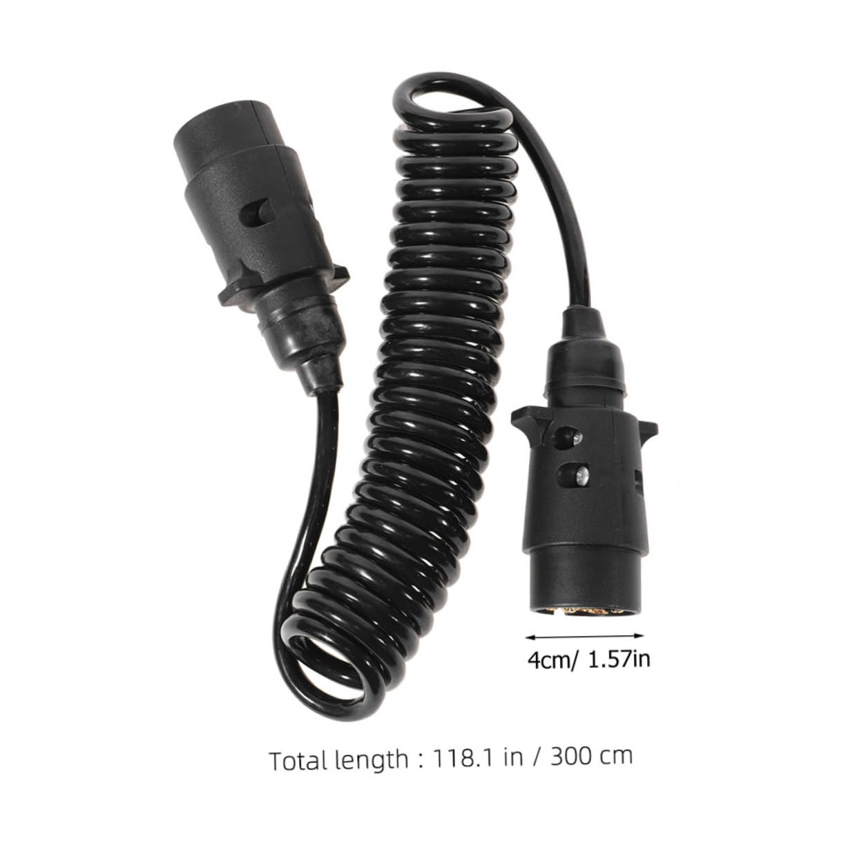 Cable de Alimentación Eléctrica Enrollado para Remolque, Negro