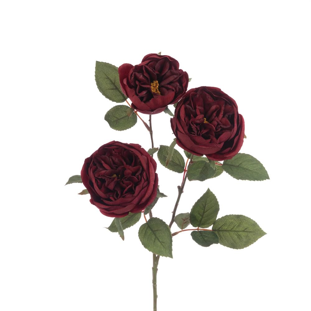 Floristrywarehouse Burgundy Eco Sustainably Produced Faux Silk Cabbage Rose Spray 70Cm/27 Inches Tall