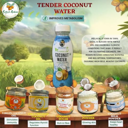 Image of SATVIK AAHAR Yellow Tender Coconut Water From Pollachi | With Vital Minerals, No Artificial Colours, Flavours or Preservatives- 200ml (Pack of 6)
