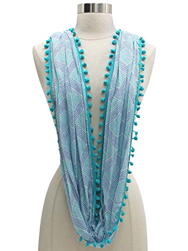 Luxury Divas Greek Inspired Circle Scarf With Pom-Pom Trim3