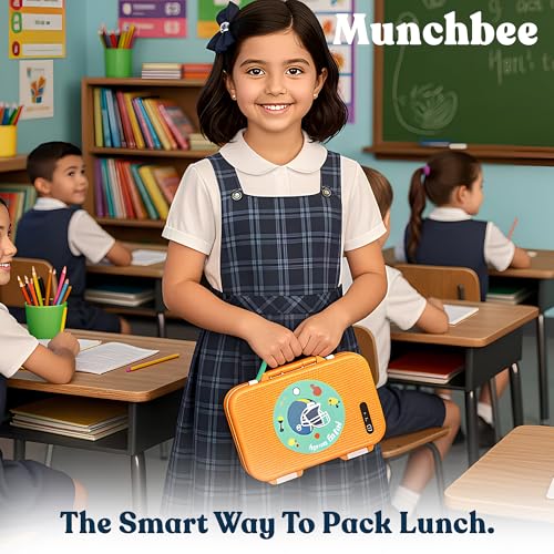Image of rabitat Munchbee Bento Lunch Box 1000ml | 1+1 Year Brand Warranty | Tiffin Box for School | Lunch Box for Kids Boys & Girls | BPA Free, Leakproof & Durable Bento Design | Mad Eye