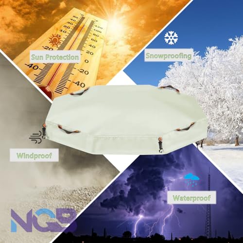 Image of NGB Octagonal Sandbox Cover, 600D Waterproof Oxford Cloth Sandbox Protector with High-Efficiency Windproof Hooks 4, Easy-to-Find Reflective Handles and Fixed Elastic Drawstring (Beige, 85 inchx78 inchx9 inch)