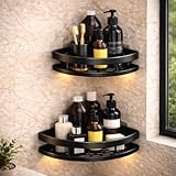 Kit com 2 Prateleiras de Canto Linha Premium Suporte Porta Shampoo Sabonete Nicho Organizador de Box Banheiro Sem Furar Parede