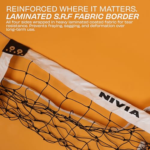 Image of Nivia Volleyball Net, Volleyball Net for Indoor and Outdoor Sports, Professional Sports Equipment, Heavy 24x3 Ply Woven Nylon (White)