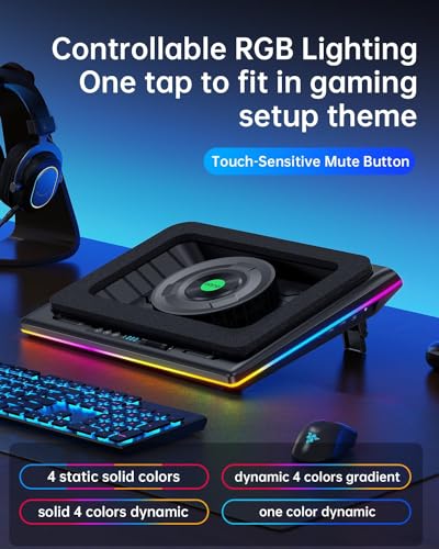 Image of CALMORA llanno V12 RGB Laptop Cooling Pad, Gaming Laptop Cooler with 5.5 Inch Powerful Turbofan, Fast Cooling Laptop 15.6-21in, Adjustable Speed, Touch Control, LCD Screen, Black