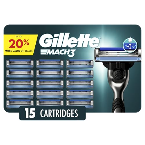 Gillette Mach3 Razor Blades for Men, 3-Blade Razor Refills, 15 Count