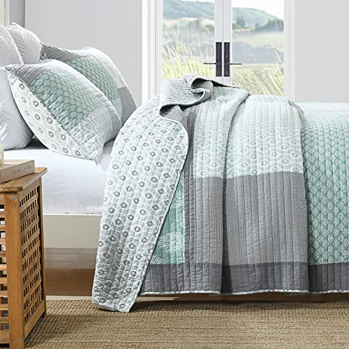 Y-Plwomen Queen Quilt 100% Cotton Quilts Queen Size, Green Farmhouse Queen Bedspreads, Lightweight Soft Queen Quilt Bedding Set For All Season, 3 Piece #TOP2