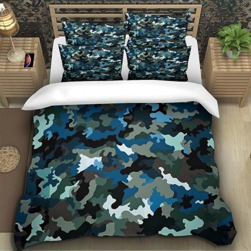 Parure de lit microfibre single avec housse de couette camouflage 3D