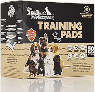 6 LAYER, Heavy Duty, Super Absorbent, Puppy Training Pads, Premium Quality 50 Box, BONUS GUIDE and COACHING HELPLINE, The Excellent Pet Co.