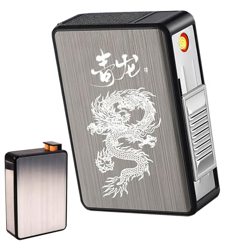 ライター付きシガレットケース USB充電式 タバコケース 2in1 無炎防風 シガレットボックス 20本収納 喫煙グッズ メンズ レディース ギフト用(1)