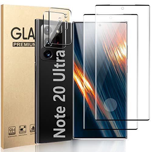 (2+2 Packs) Suitable For Note 20 Ultra Screen Protector And Camera Lens Protector 9H hardness Oil Resistant Compatible With Fingerprints No Bubbles Suitable For Note 20 Ultra 5G (6.9Inches)